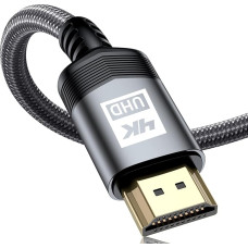 sweguard 4K HDMI 3 metrų kabelis, HDMI 2.0 HDMI kabelis 4K @ 60Hz 18Gbps, nailono pintas kabelis, paauksuotos jungtys su Ethernet/Audio grįžtamuoju kanalu, suderinamas su 4K UHD 2160p, HD 1080p, Xbox PS4 (pilkas)