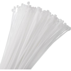 QUARKZMAN 250 pakuočių 500 mm/20 colių 40 svarų kabelių kaklaraiščių savaime užsifiksuojančių itin ilgų nailoninių kabelių kaklaraiščių 5 mm, skirtų kabelių valdymui, baltos spalvos