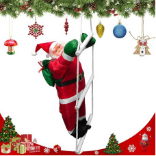 SNAGAROG Santa Claus on Ladder, Climbing Santa Claus, 50 cm Santa Claus Hanging, for Outdoor and Indoor Christmas Decoration