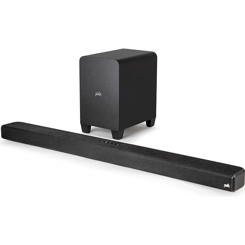 Polk Audio Signa S4 True Dolby Atmos Soundbar with Wireless Subwoofer, 3.1.2 Soundbar System, HDMI eARC, Bluetooth, AUX, Optical Input, Black