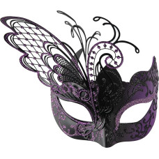 Sincerity Craft Halloween Butterfly Metal Venetian Mask Suitable for Sexy Costume Ball, Masquerade, Carnival Party, Christmas, Easter (Purple)