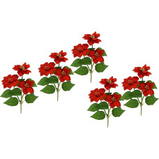 Artificial Poinsettia Branch with 3 Flowers Poinsettia Flower Artificial Flower Poinsettia Christmas Branch Christmas Decoration Christmas Flower X'mas Bouquet Gift Decoration Advent Star Christmas