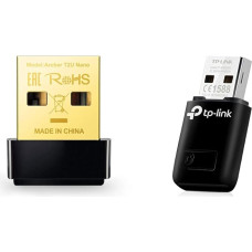 TP-Link Archer T2U Nano AC600 USB WLAN Stick Adapter (433 MBit/s 5GHz, 200 MBit/s 2.4 GHz 802.11ac/n) Black/Gold & TL-WN823N WLAN USB Stick (300 Mbit/s 2.4 GHz, Mini Size Adapter)