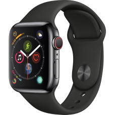 Apple Watch Series 4 (GPS + Cellular, 40 mm) Stainless Steel Case Space Grey with Black Sports Strap (Refurbished)