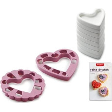 Betty Bossi Heart & Flower Plastic Ceramic Purple White Biscuit Cutter