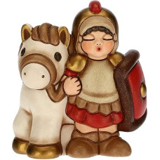 THUN - Figure Soldier Nativity Scene with Horse - Christmas Decoration House - Line Nativity Scene, Red Version - Ceramic - 7.5 x 5.5 x 8.5 cm