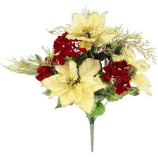 Flair Flower Christmas Star Hydrangea Poinsettia Christmas Star Bouquet X'Mas Christmas Decoration Artificial Flowers Winter Flowers Christmas Flowers Decorative Flower 244148RGO Red / Gold 50 x 28 x 28 cm