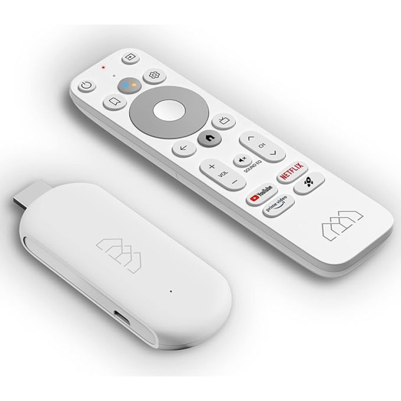 Certified AndroidTV FullHD Homatiics Stick HD IPTV Stick with HDMI Connection, Dual WiFi, Bluetooth 5.0, Google PlayStore, Netflix, YouTube & Prime Video Pre-Installed