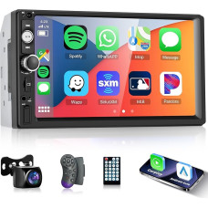 Apple Carplay Car Radio 2 DIN with Android Car Bluetooth Hands-Free Kit 7 Inch Touchscreen Car Radio with Mirror Link Bluetooth FM Radio USB/AUX/TF Steering Wheel Control + Reversing Camera Microphone