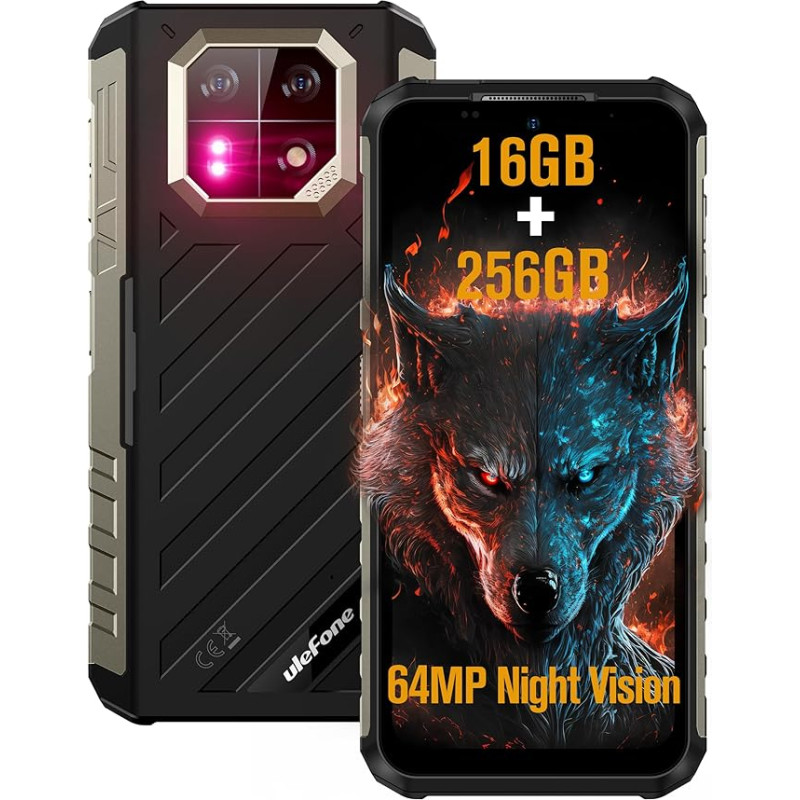 Ulefone Armor 22 Rugged Smartphone Android 13, 16GB + 256GB + 512GB, Indestructible Phone, 64MP Night Vision, 6600mAh Battery, 6.58 Inch HD+ Mobile Phone, IP69K/Fingerprint/NFC/OTG Black