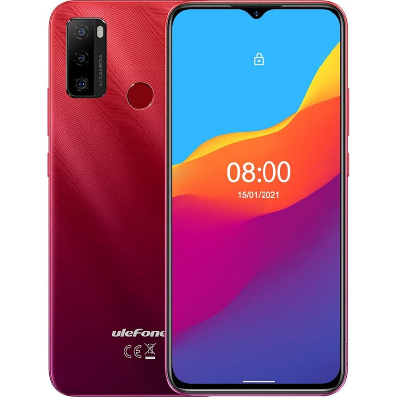 Ulefone Android 11 Smartphone without Contract, Note 10 Mobile Phone, Dual SIM + Dedicated SD, 5500 mAh Battery (OTG Recharge), 32GB ROM, 6.52 Inch Water Drop Screen, Fingerprint + Face Recognition