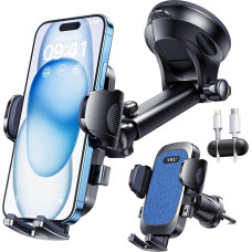 YRU Mobile Phone Holder Car [2024 Best] Mobile Phone Holder Car [Strongest Suction Cup & Clip] Universal Car Mobile Phone Holder Dashboard Disc Ventilation for iPhone 15 14 13 12 Samsung S24 Ultra,