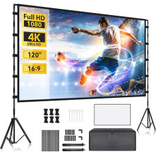 blayram Projector Screen and Stand, Portable Projector Screens, 100 Inch 16:9 4K HD Movies Projection Screen with Carry Bag for Home, Backyard, Travel