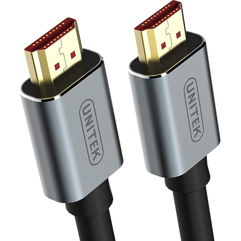 UNITEK HDMI Cable (M-M), Ver. 2.0, 4K@60p, Audio Video, Diameter 7.3 mm, 100% Copper, High Speed with Ethernet HDMI Cable, Monitor Cable, Display Cable, Black, Aluminium Cases, 10 Metres