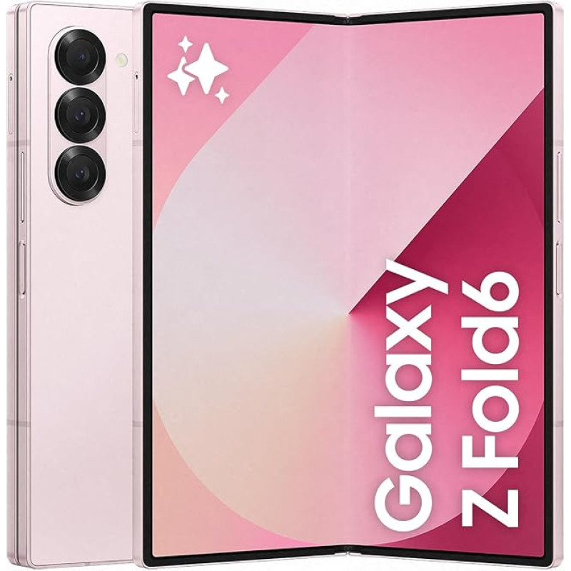 Samsung Galaxy Z Fold6 AI Smartphone, Simlock-Free Mobile Phone without Contract, 256 GB Memory, 50 MP Camera, Large Display, Long Battery Life, Pink