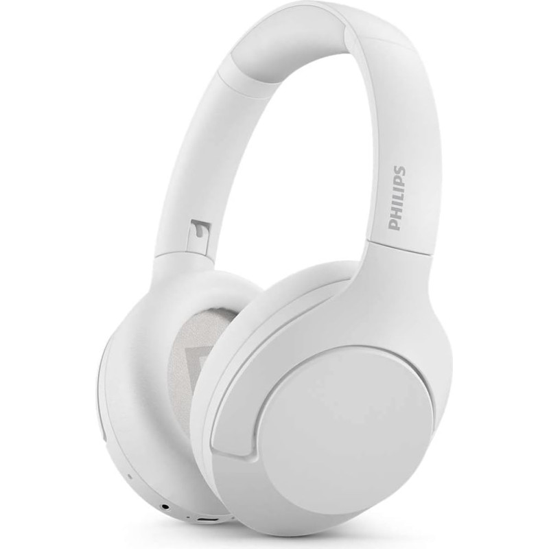 Philips TAH8506WT Wireless Over Ear Headphones with Noise Cancelling Pro, Wireless Headphones for Adults, Foldable Over Ear Headphones with Microphone, Bluetooth, 60 Hours Playtime, White