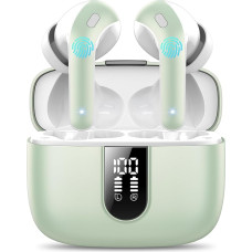 Bluetooth Headphones, In-Ear Headphones, Wireless Bluetooth 5.3 with 50H Deep Bass, 2024 Wireless Headphones, Noise Cancelling Earbuds with 4 ENC Mic, IPX7 Waterproof Earbuds, Mint Green