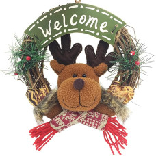 Canzoon Christmas Wreath, Door Wreath, Door Autumn Wreath, Front Door, Artificial Christmas Garland, Decorative for Thanksgiving, Halloween, Indoor, Outdoor Decor (Red Green)