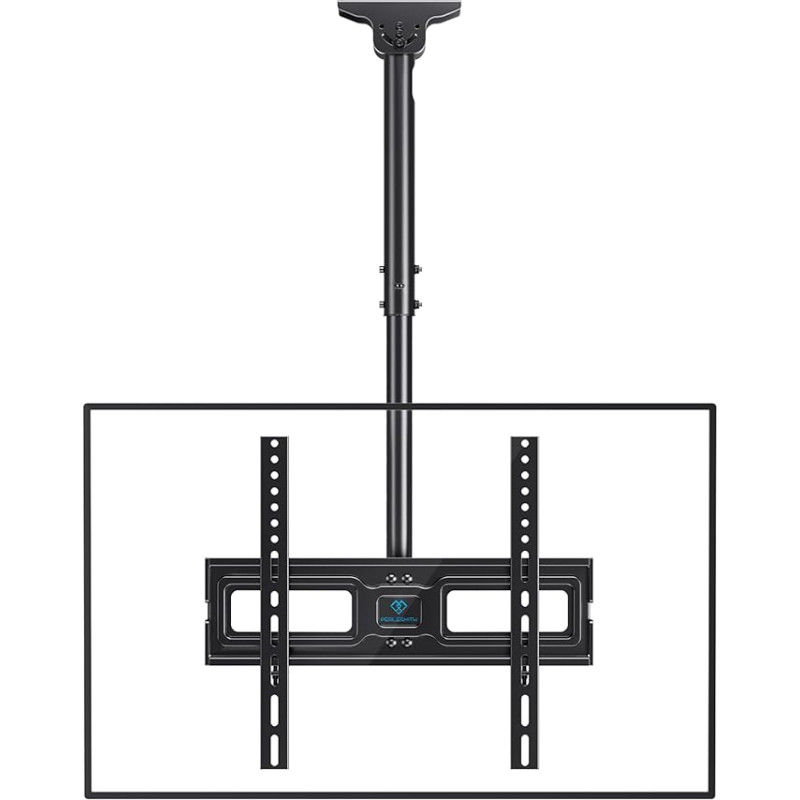 TV Ceiling Mount, Swivel, Tilting TV Bracket for 26-55 Inch Flat and Curved TV or Monitors up to 45 kg, max. VESA 400 x 400 mm, Black