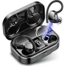 Bluetooth Headphones Sports In-Ear Headphones Wireless Bluetooth 5.3 Wireless Headphones with 4 Mic, 120H Playtime, 2024 Soft Ear Hook, IP7 Waterproof Earphones LED Display USB-C