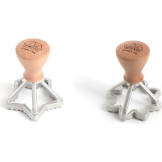 MARCATO Ravioli and Cookie Cutter Set, Ravioli Maker, Cookie Cutter, Solid Wood and Cast Iron, Made in Italy, Shape with 65mm Star + 70mm Flower Shape