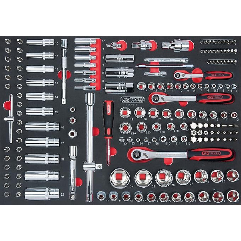 KS Tools 711.1011 175-Piece Set of Sockets/Accessories 1/4 inch; 3/8 inch; 1/2 inch