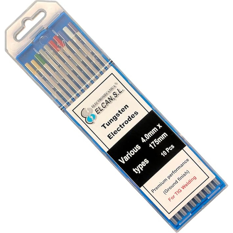 ELCAN volframo TIG suvirinimo elektrodai Profesionalūs įvairių spalvų suvirinimo elektrodai 1.0 1.6 2.0 2.4 3.2 4.0mm Pakuotė 10 (4.0x175mm)