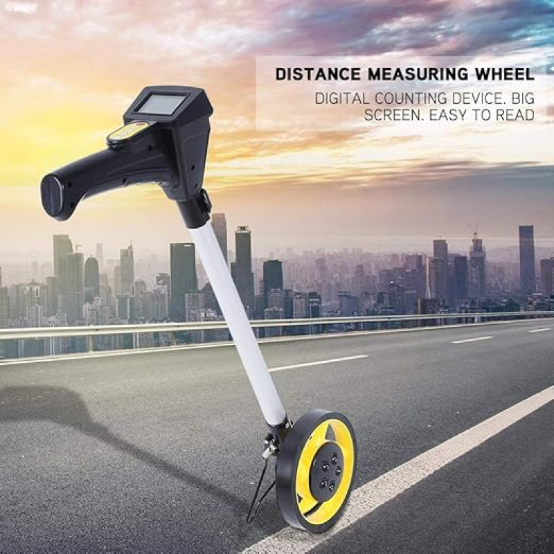 Folding High Precision Mechanical Wheel Distance Measuring Wheel with Digital Display Yellow 160mm