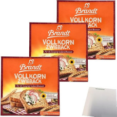 Brandt Whole Grain Rusks Crispy Enjoyment Pack of 3 (3 x 225 g Pack) + usy Block