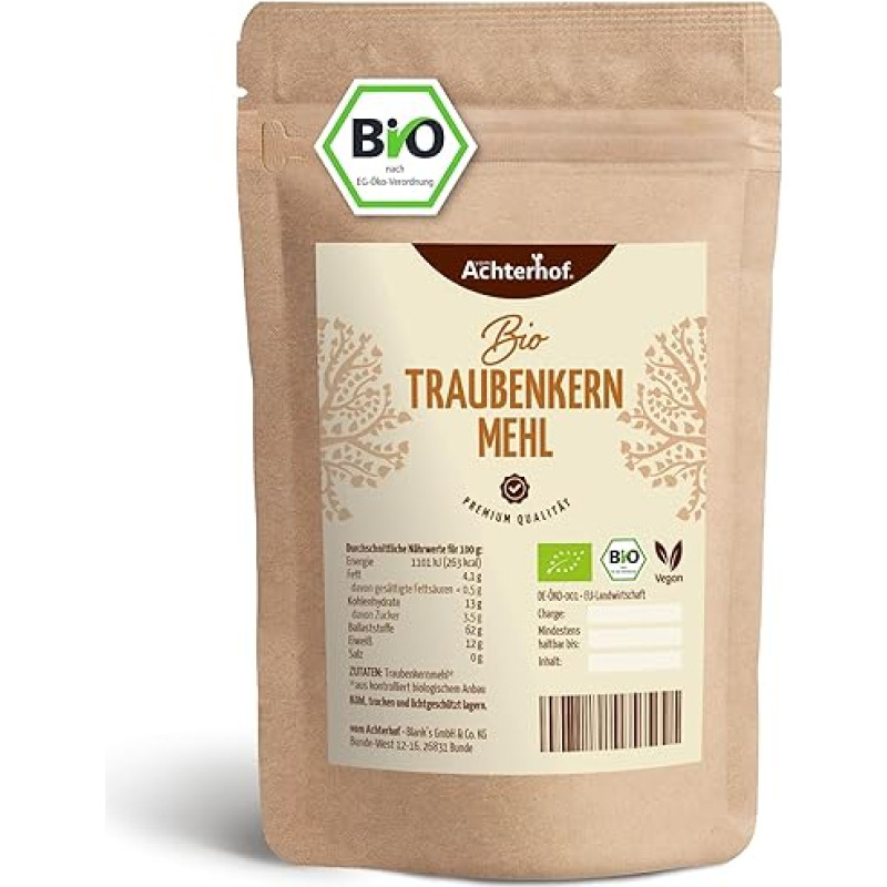 Grape Seed Flour Organic (500g) Grape Seed Powder vom-Achterhof