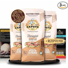 Delicert Caputo Flour Gluten-Free Fioreglut 3 x 1 kg Ideal as Pizza Flour + Recipe Guide with Step by Step Instructions (English language not guaranteed)