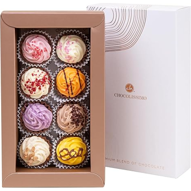 Xmas Cupcakes 8 - aštuoni rankų darbo keksiukai - Kalėdos - šokoladas - dovana