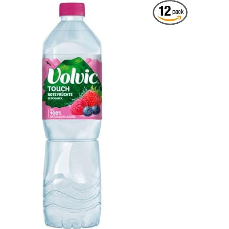Volvic Touch Red Fruit Flavoured Water Pack of 12 (12 x 1.5 L) Disposable