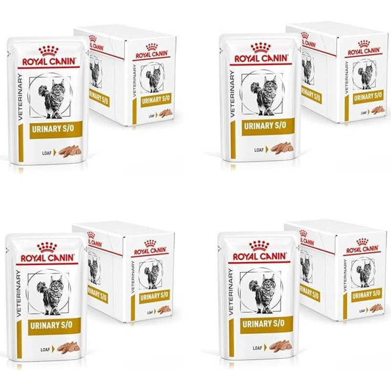 Royal Canin Veterinary Urinary S/O Mousse for Cats, Pack of 4, 4 x 12 x 85 g, Complete Diet for Cats, for Supportive Dissolution and Reduction of Struvite Stones