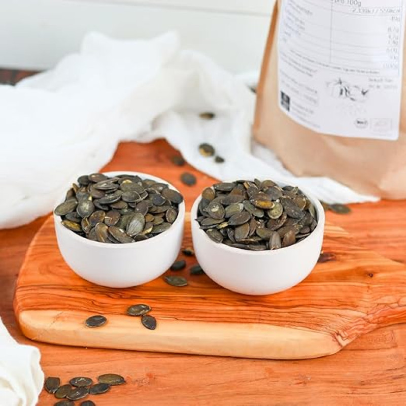 süssundclever.de® Organic Pumpkin Seeds Dark Green 1.0 kg from Poland Shellless Grown Plastic-Free and Ecologically Sustainably Packed