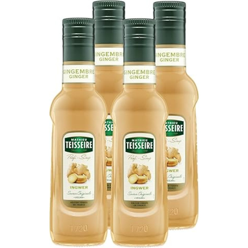 Mathieu Teisseire Drinks Syrup Ginger 0.25 L Cocktails (Pack of 4)