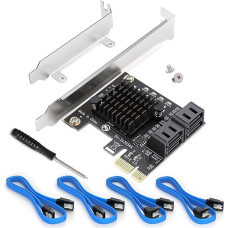 Ziyituod PCIe SATA Card 4 Ports with 4 SATA Cables, SATA 3.0 Controller Expansion Card with Low Profile Bracket, PCIE to SATA (6Gbps) Boot as System Plate, Non Raid (SA3034A)