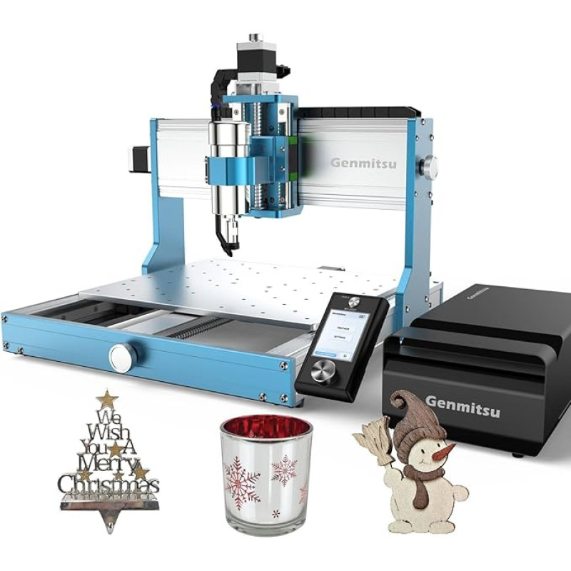 Genmitsu 3030-PROVer MAX Linear Guide Ball Screw CNC Milling Machine Achieves ±0.05mm Accuracy for High Precision Metal, Aluminum, Copper, Acrylic Engraving, Support 4th Axis Turning Kit