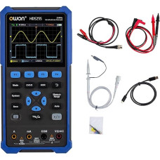 OWON HDS25S 3-in-1 rankinis skaitmeninis osciloskopas, 25 MHz dažnių juostos pločio, 2 kanalų skaitmeninis osciloskopas su 1 kanalo bangų formų generatoriumi, 20000 skaitmenų multimetras, su C tipo USB ir 3,5 colio LCD ekranu