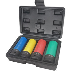 ACEBON Socket Spanner Set 1/2 Inch (17/19/21/22 mm) Square Drive with Plastic Sleeve to Protect Rims, Matching Spanner Sizes for Tyre Change