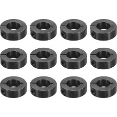 12 Stück einteilige Klemmmanschette, 1,9 cm Bohrung, einteiliger Klemmkragen, 3,8 cm Außendurchmesser, 1,27 cm Dicke, schwarzes Oxidstahl-Set, Schraubverschluss-Kragenklemme