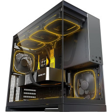 Geometric Future M5 Tempered Glass Mid Tower, E-ATX/ATX žaidimų korpusas, 1,2 mm plieno, C tipo, be įrankių, palaiko 420/360 radiatorių, ARGB PWM 140m ventiliatorius x 5 iš anksto sumontuotas,
