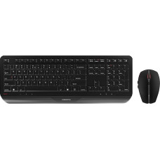 CHERRY GENTIX DESKTOP Wireless Keyboard Mouse Set, EU Layout (QWERTY), 2.4GHz Radio, Integrated Wrist Rest, Symmetrical Mouse, Black