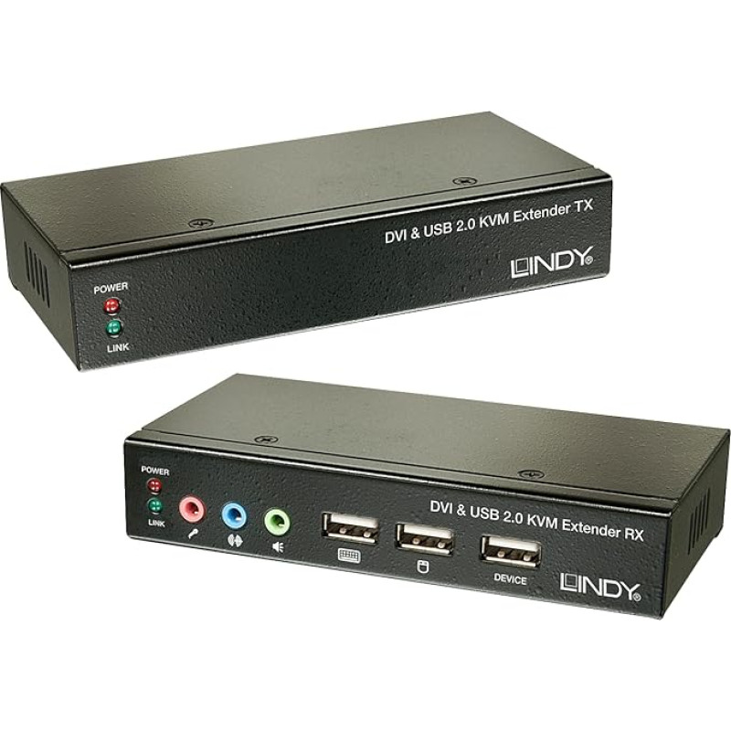 LINDY Cat. 6 KVM prailgintuvas DVI USB Audio, 50 m Prailgintuvas DVI-D ir USB 2.0, iki 50 m UTP Cat. 6
