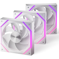 AsiaHorse RGB PC Fan 120 mm Reverse Case Fan [Pack of 3] [HDB] 61.5 CFM/2000 RPM/2.16 MMH2O 5V3PIN ARGB and 12V4PIN PWM Fan, 50,000 Hours Life Nyota-A12-R-White
