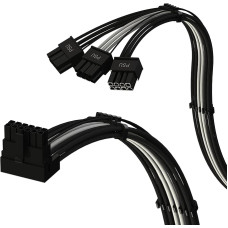 LINKUP - AVA PCIE 5.0 16 kontaktų (12+4) su kairiuoju kampu į 3x8 kontaktų | 16AWG apvalkalas | Suderinamas su RTX40 ir RTX30 FE | Tinka tik 
