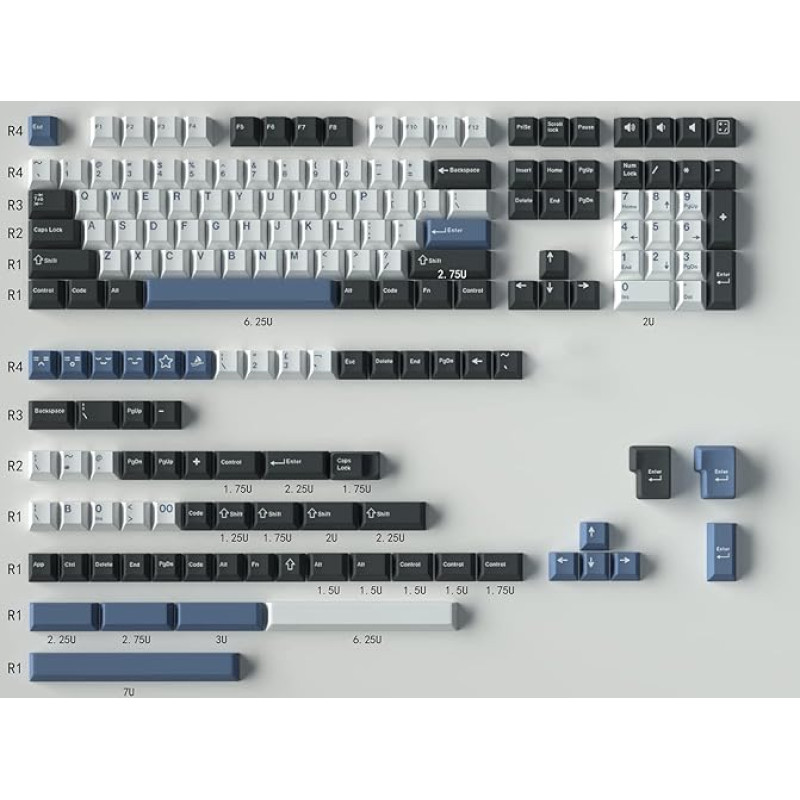 Sumgsn Keycaps 169 Keys Double Shot ANSI/ISO Layout Cherry Profile Arctic Keycap for Cherry MX Switches Mechanical Gaming Keyboard