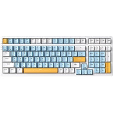 Qisan Mechanical Wireless Keyboard USB Wired Gaming Keyboard Ice Blue LED Backlight Keyboard Red Switch 100 Keys US Layout (White/Blue/Orange Combo)