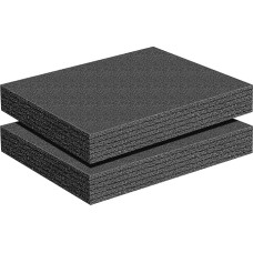 Pack of 2 Adjustable Polyethylene Foam Inserts, 40.6 x 30.5 x 5.1 cm, Thick Foam Padding for Packing Suitcases, Gun Storage, Polyethylene Foam Pad, Black