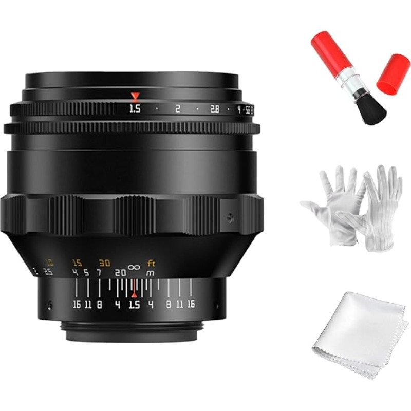 TTartisan 75 mm F1.5 pilno formato objektyvas su sūkuriniu bokeh efektu, suderinamas su fotoaparatais su M42 montavimu
